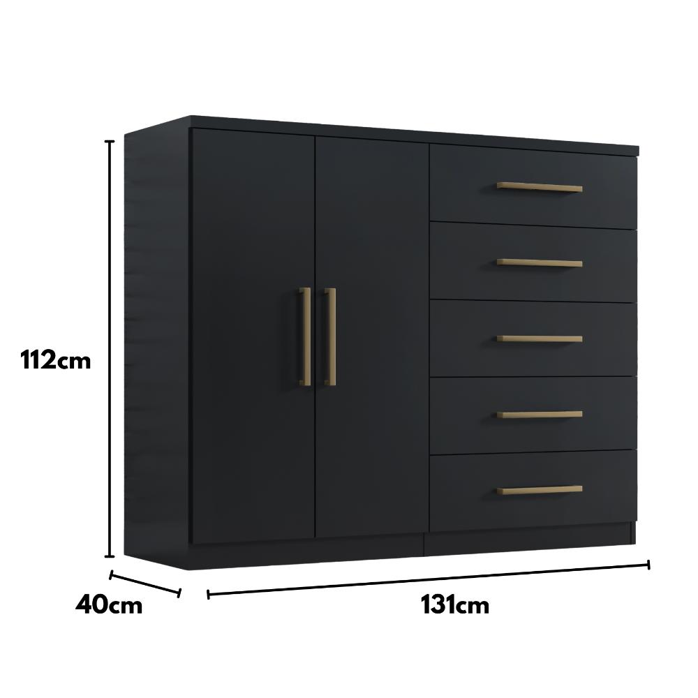 Comoda Madagascar 5 Gav 2 Portas C/ Cabideiro  Onix