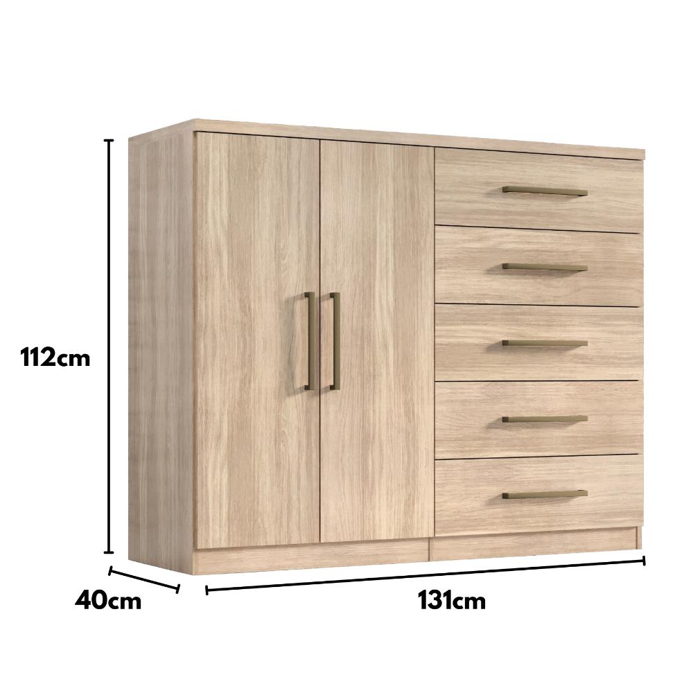 Comoda Madagascar 5 Gav 2 Portas C/ Cabideiro  Teka Madrid