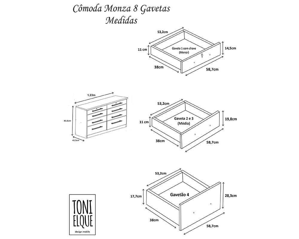 Comoda Monza 8 Gav  Castanho