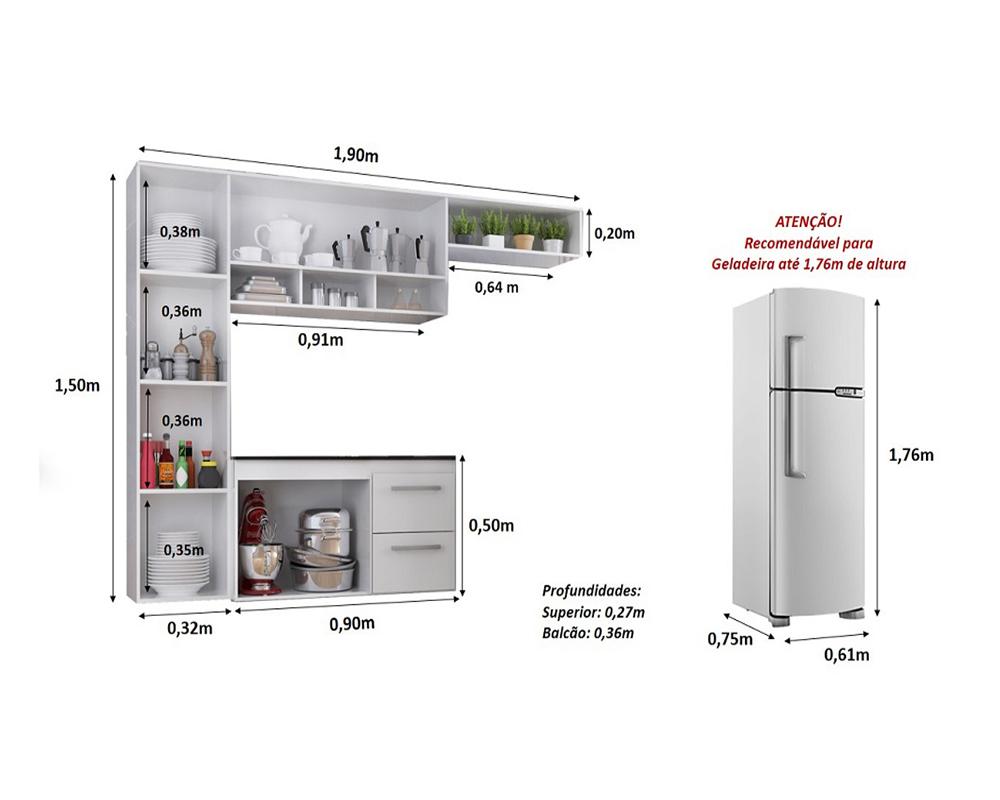 Cozinha Compacta Lua 4 Portas 2gav  Branco