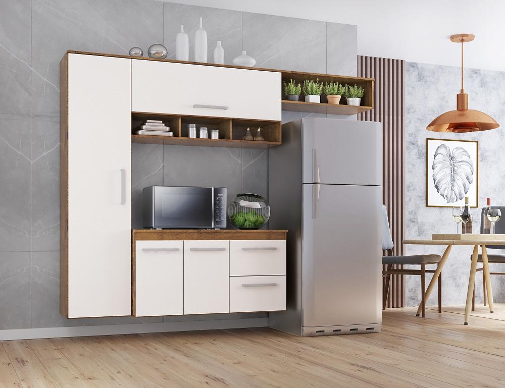 Cozinha Compacta Lua 4 Portas 2gav  Castanho/off White