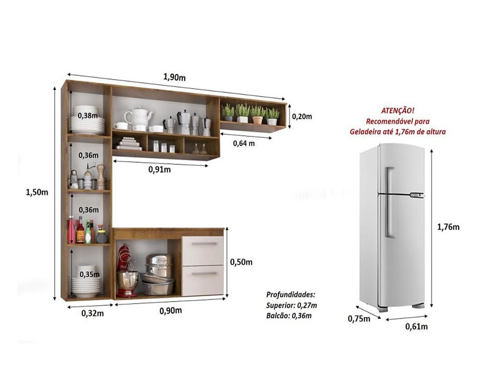 Cozinha Compacta Lua 4 Portas 2gav  Castanho/off White