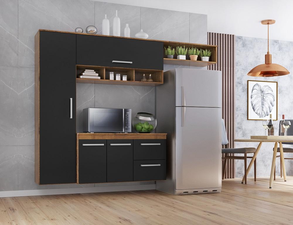 Cozinha Compacta Lua 4 Portas 2gav  Castanho/onix