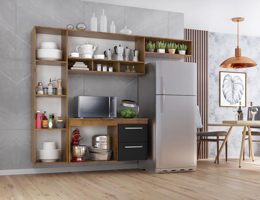 Cozinha Compacta Lua 4 Portas 2gav  Castanho/onix