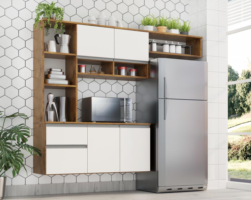Cozinha Compacta Sol 5 Portas 1 Gav  Castanho/off White