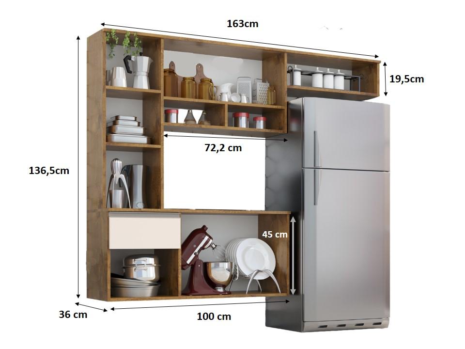 Cozinha Compacta Sol 5 Portas 1 Gav  Castanho/off White