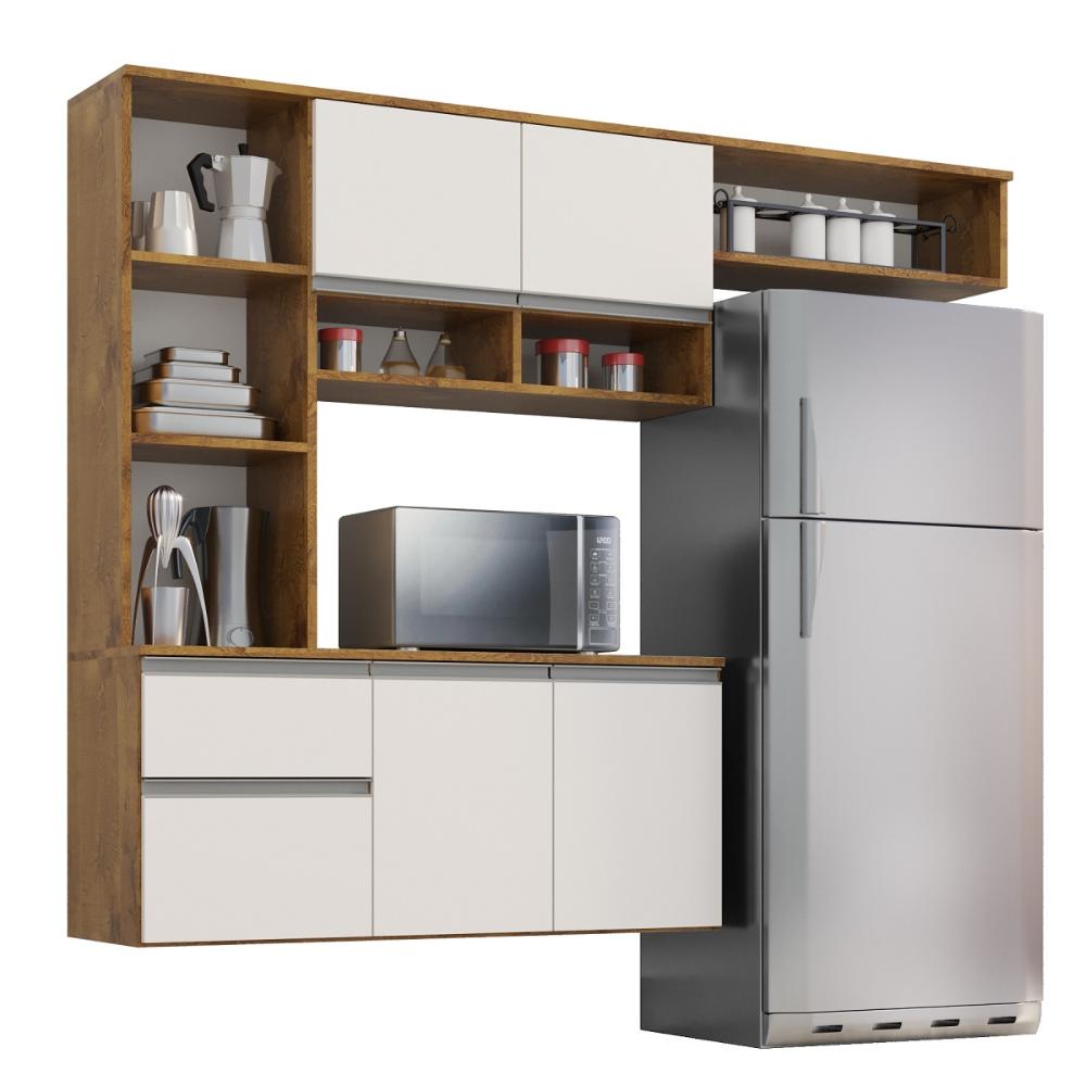 Cozinha Compacta Sol 5 Portas 1 Gav  Castanho/off White