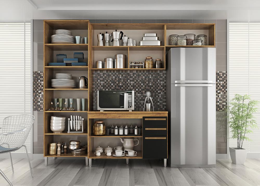 Cozinha Modulada Violeta 8 Portas 2gav  Castanho/onix