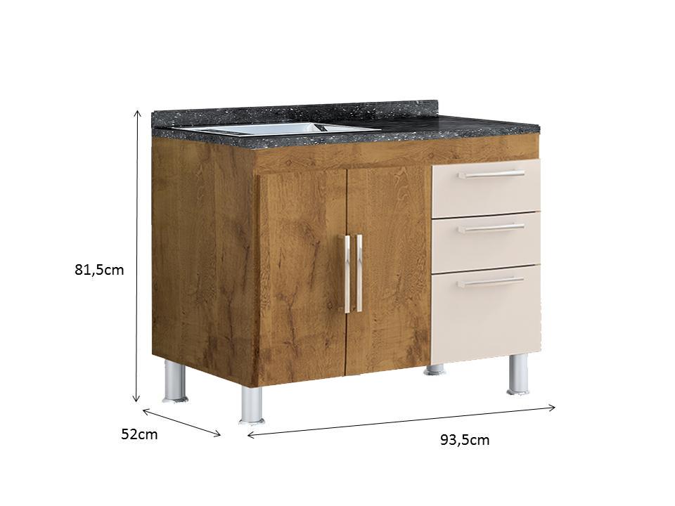Gabinete De Pia Gemeos 1,00m  Castanho/off White