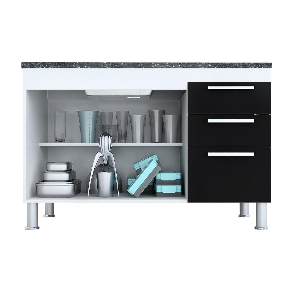 Gabinete De Pia Gemeos 1,20m  Branco/preto