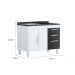 Gabinete De Pia Gemeos 1,20m  Branco/preto