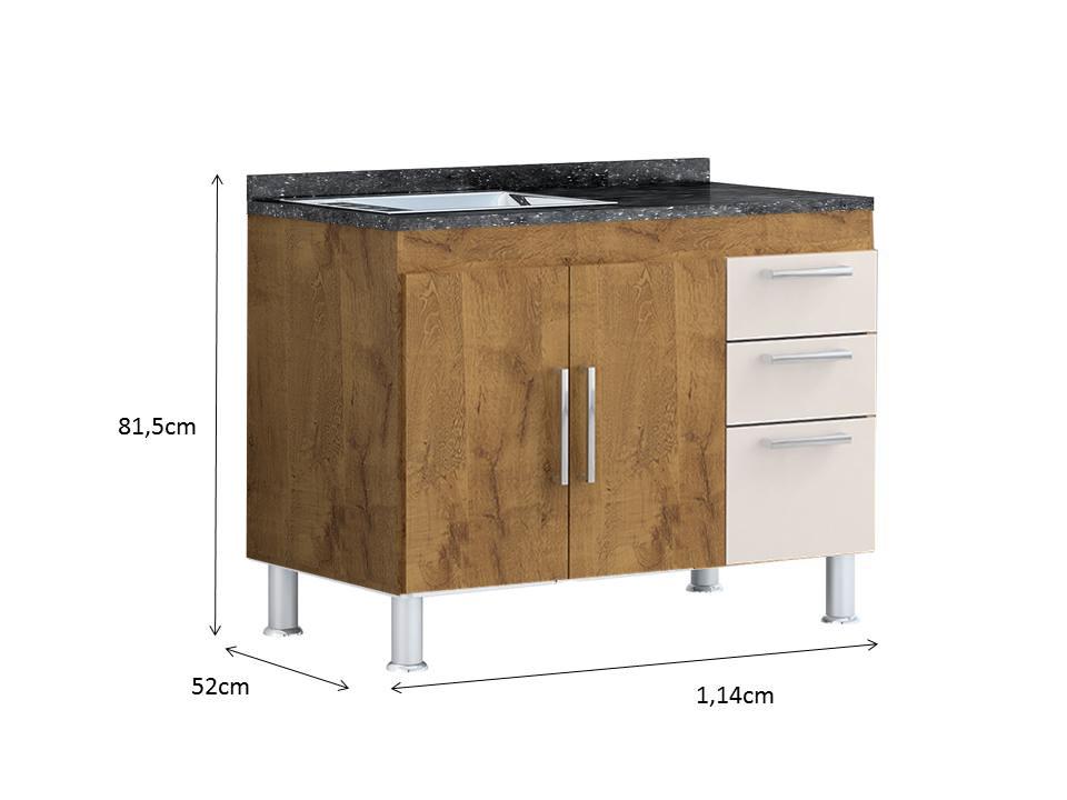 Gabinete De Pia Gemeos 1,20m  Castanho/off White