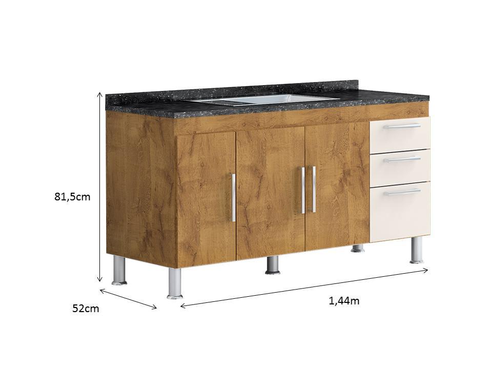 Gabinete De Pia Gemeos 1,50m  Castanho/off White