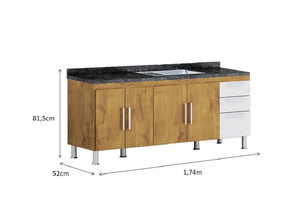 Gabinete De Pia Gemeos 1,80m  Castanho/off White