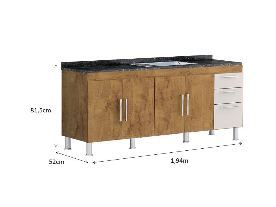 Gabinete De Pia Gemeos 2,00m  Castanho/off White