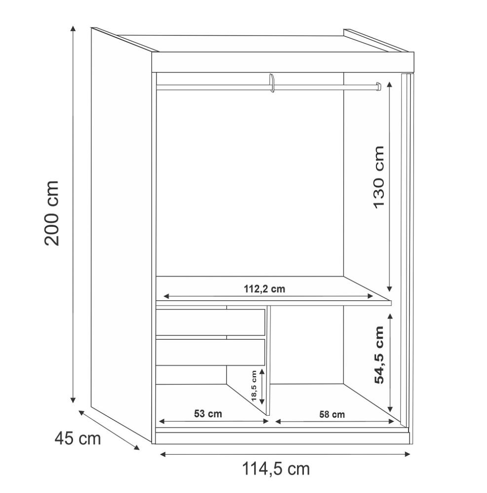 Guarda Roupa  Roma 2 Portas Corre 2gav C/ Esp  Chocolate
