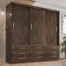 Guarda Roupa Casal Capri 3 Portas Correr 9 Gav  Chocolate