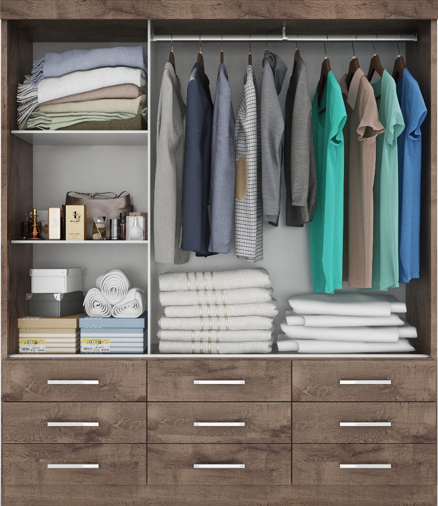 Guarda Roupa Casal Capri 3 Portas Correr 9 Gav  Chocolate/off White