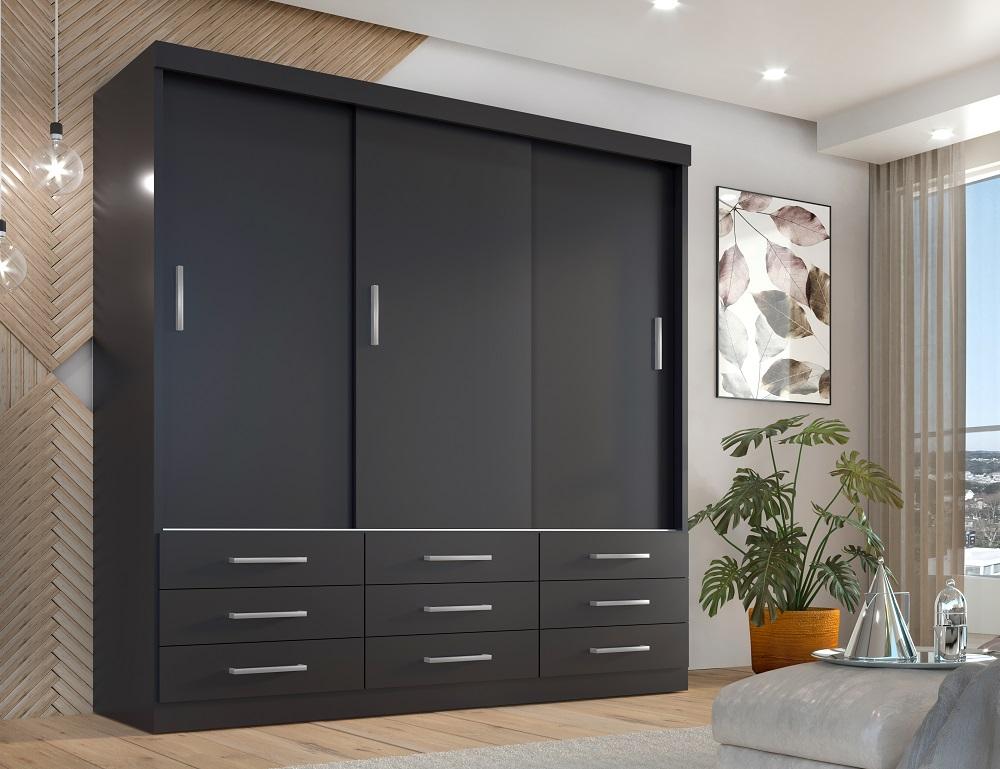 Guarda Roupa Casal Capri 3 Portas Correr 9 Gav  Onix