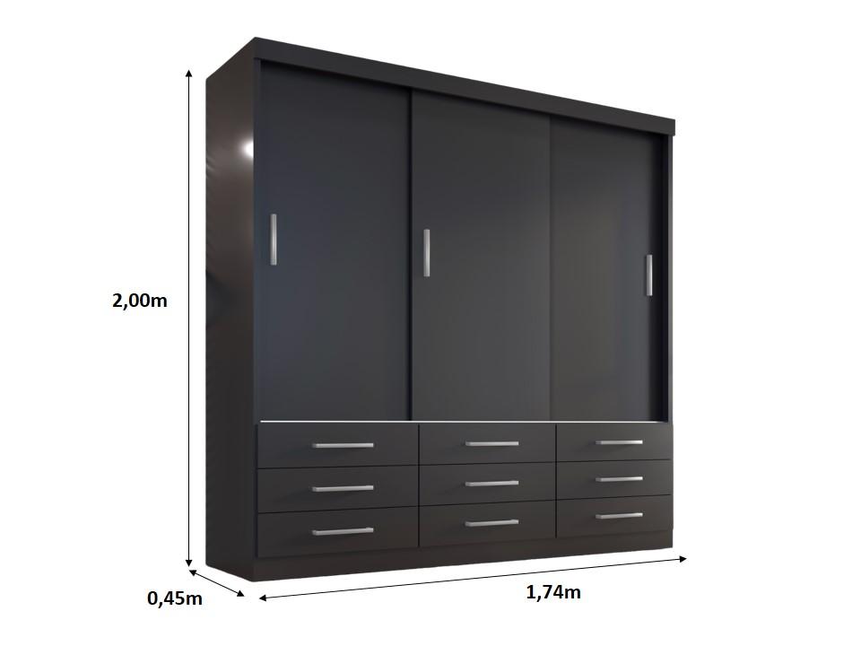 Guarda Roupa Casal Capri 3 Portas Correr 9 Gav  Onix