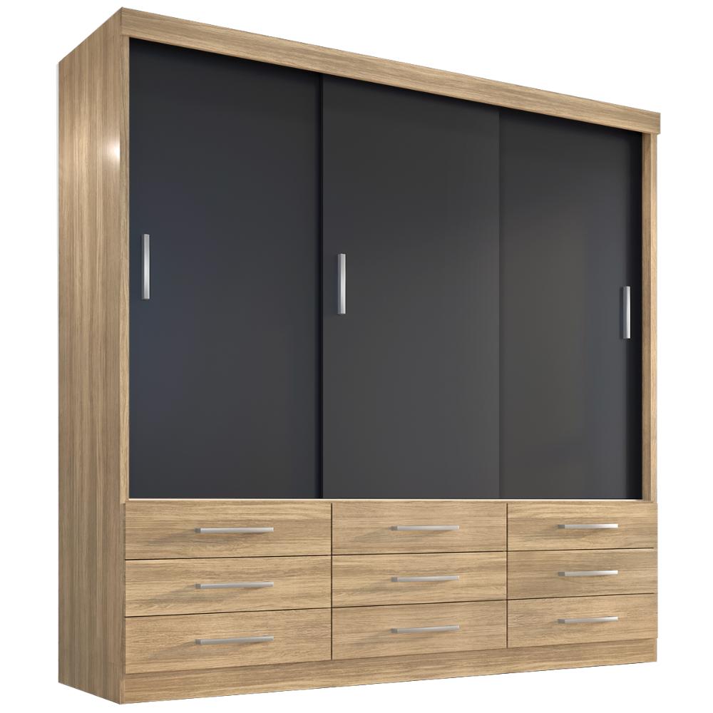 Guarda Roupa Casal Capri 3 Portas Correr 9 Gav  Teka/onix