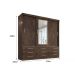 Guarda Roupa Casal Capri 3 Portas Correr 9 Gav C/ Espelho  Chocolate