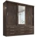 Guarda Roupa Casal Capri 3 Portas Correr 9 Gav C/ Espelho  Chocolate