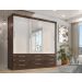 Guarda Roupa Casal Capri 3 Portas Correr 9 Gav C/ Espelho  Chocolate/off White