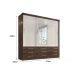 Guarda Roupa Casal Capri 3 Portas Correr 9 Gav C/ Espelho  Chocolate/off White
