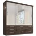 Guarda Roupa Casal Capri 3 Portas Correr 9 Gav C/ Espelho  Chocolate/off White
