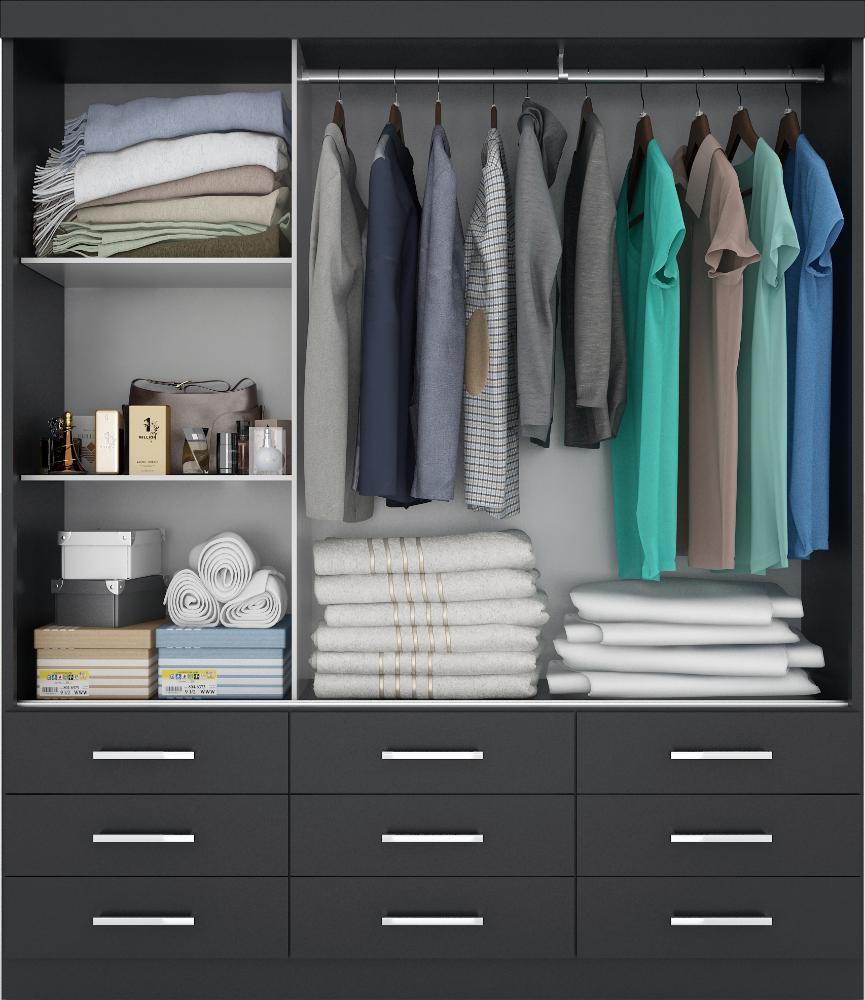 Guarda Roupa Casal Capri 3 Portas Correr 9 Gav C/ Espelho  Onix