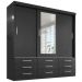 Guarda Roupa Casal Capri 3 Portas Correr 9 Gav C/ Espelho  Onix