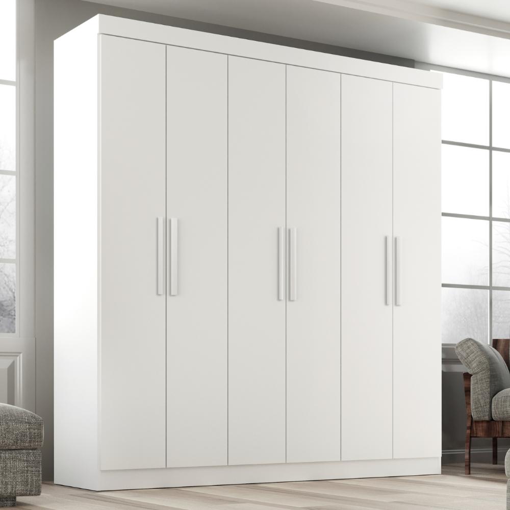 Guarda Roupa Casal Lisboa 6 Portas 2 Gav  Branco