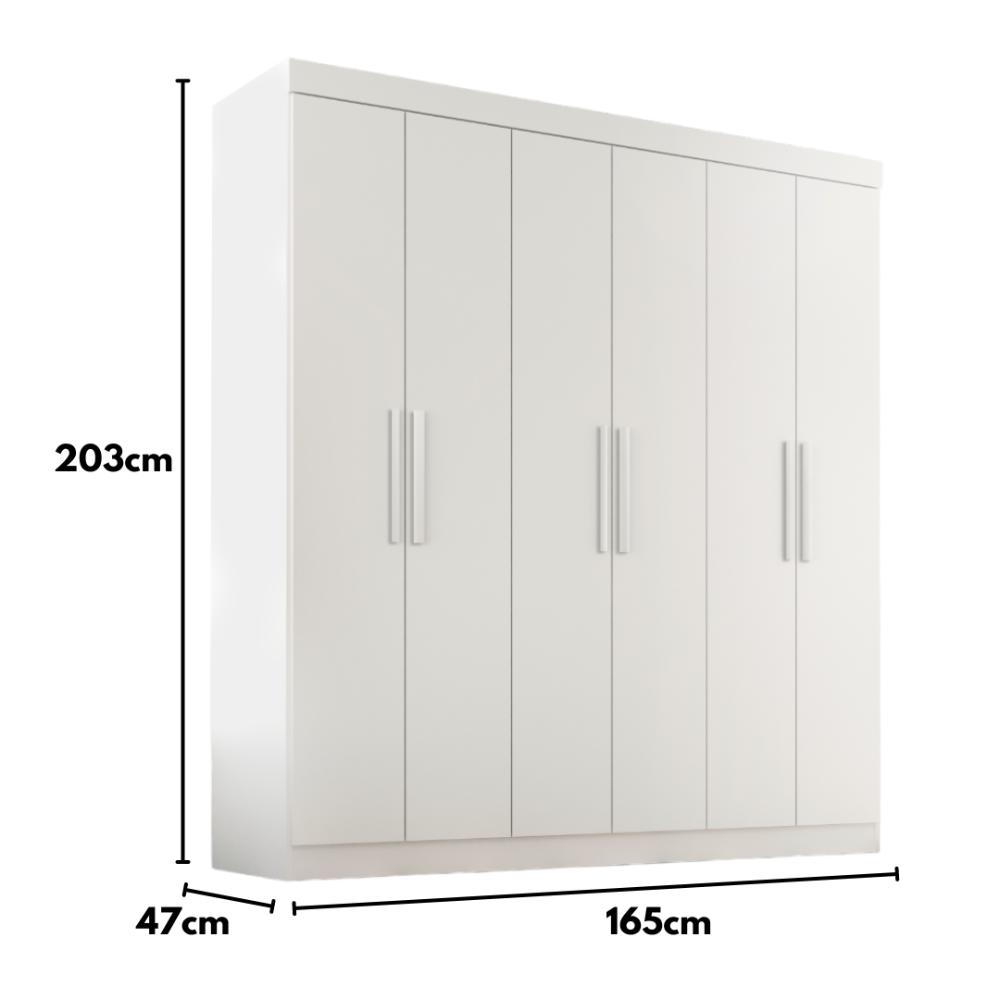 Guarda Roupa Casal Lisboa 6 Portas 2 Gav  Branco
