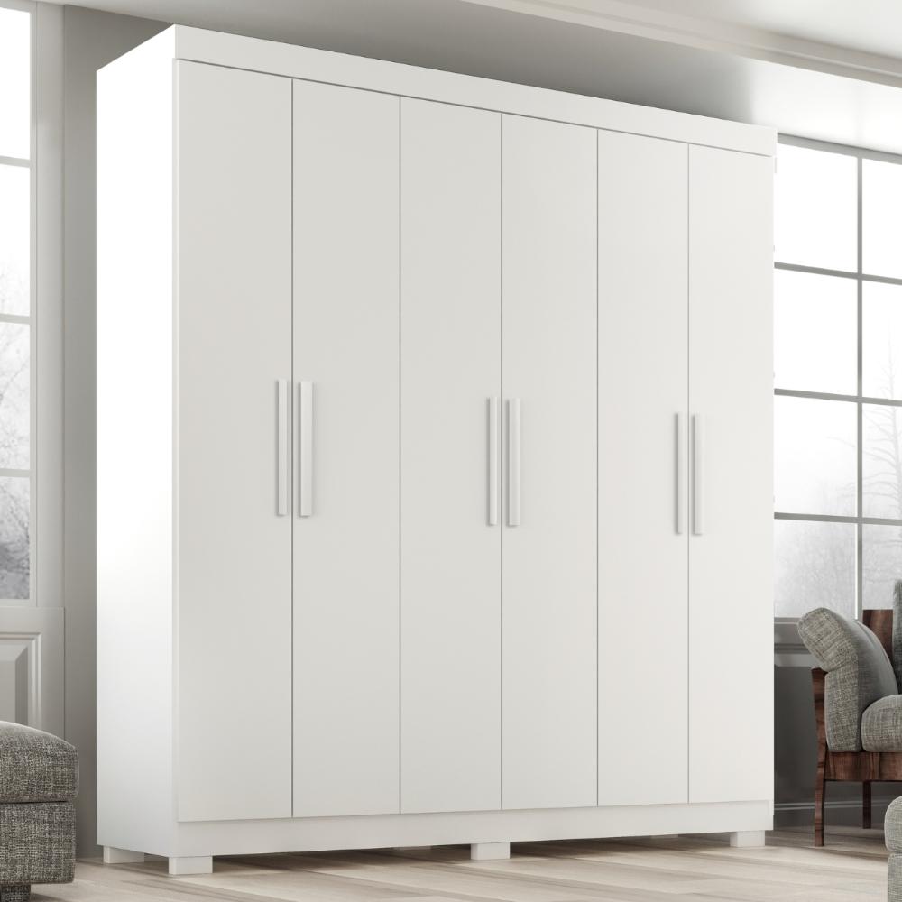 Guarda Roupa Casal Lisboa 6 Portas 2 Gav  Com Pés  Branco