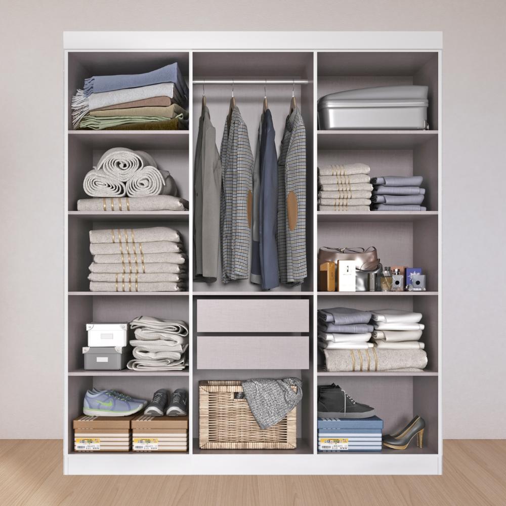 Guarda Roupa Casal Lisboa 6 Portas 2 Gav  Com Pés  Branco