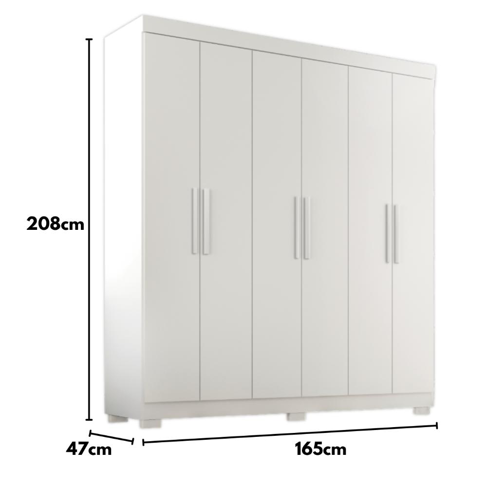 Guarda Roupa Casal Lisboa 6 Portas 2 Gav  Com Pés  Branco