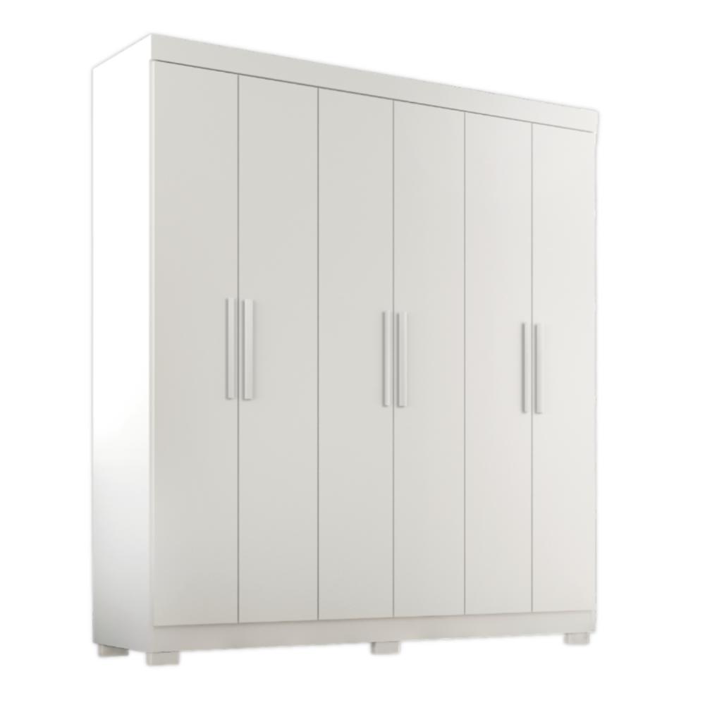Guarda Roupa Casal Lisboa 6 Portas 2 Gav  Com Pés  Branco