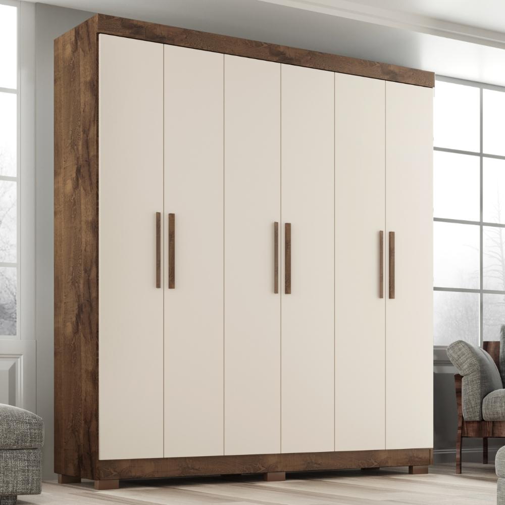 Guarda Roupa Casal Lisboa 6 Portas 2 Gav  Com Pés  Chocolate/off White