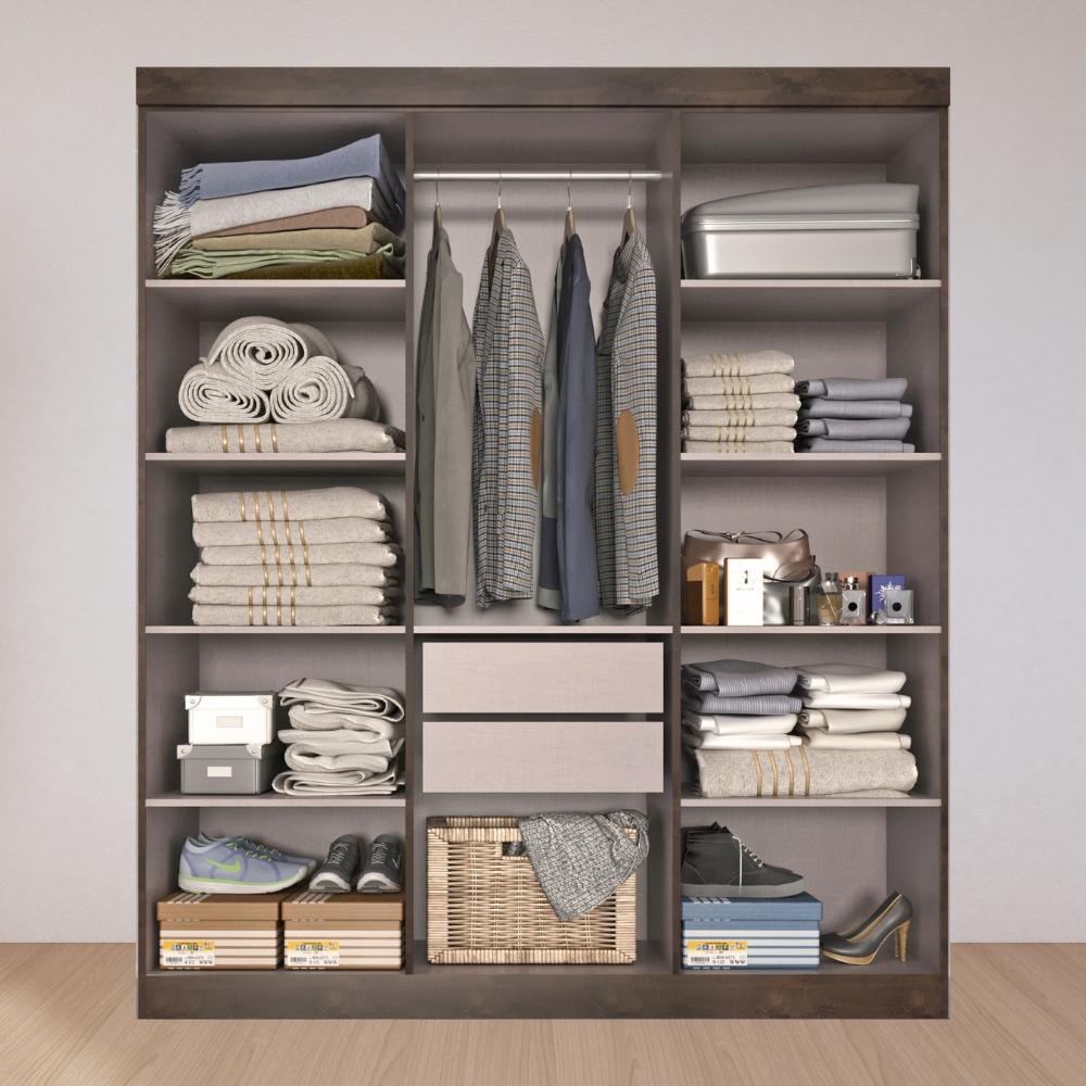 Guarda Roupa Casal Lisboa 6 Portas 2 Gav  Com Pés  Chocolate/off White
