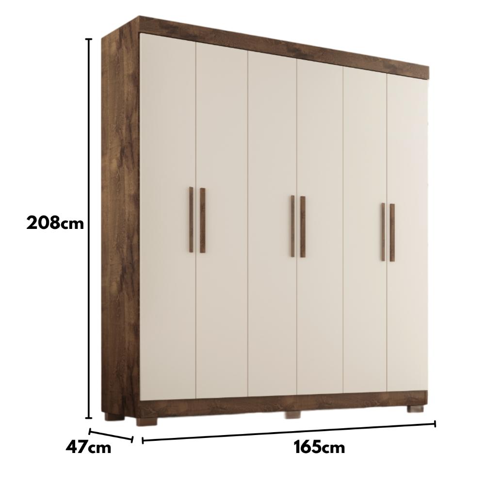 Guarda Roupa Casal Lisboa 6 Portas 2 Gav  Com Pés  Chocolate/off White