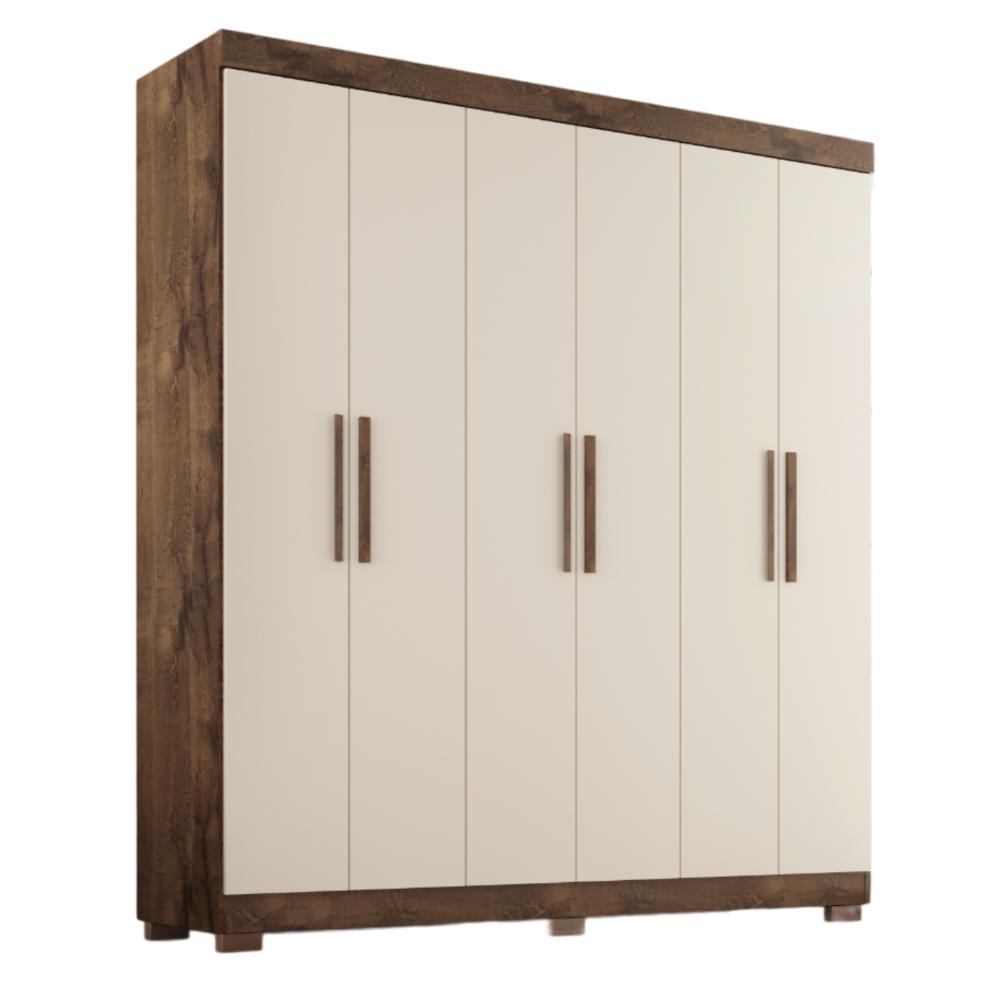 Guarda Roupa Casal Lisboa 6 Portas 2 Gav  Com Pés  Chocolate/off White