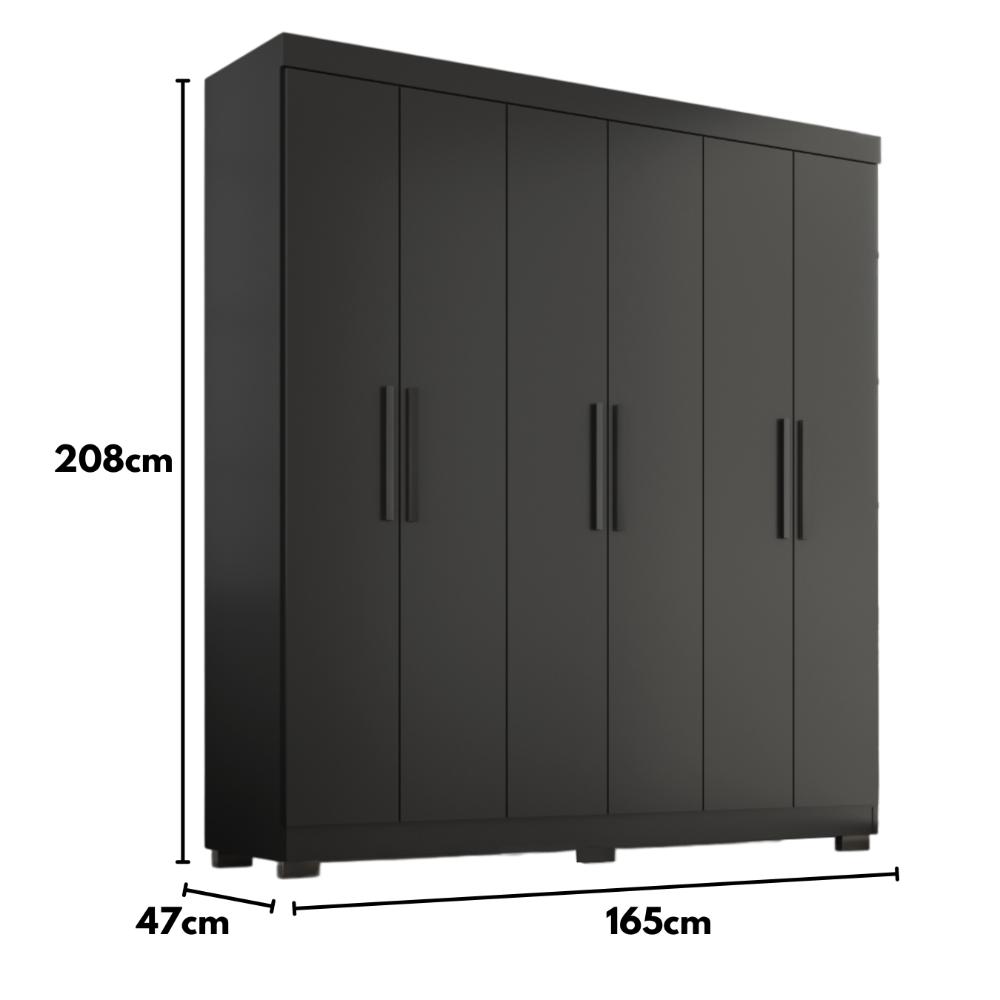 Guarda Roupa Casal Lisboa 6 Portas 2 Gav  Com Pés  Onix