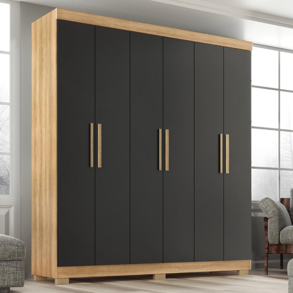 Guarda Roupa Casal Lisboa 6 Portas 2 Gav  Com Pés  Teka/onix