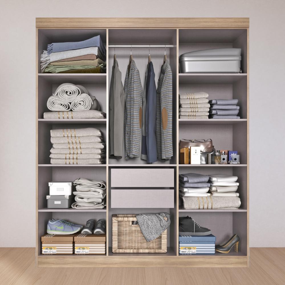 Guarda Roupa Casal Lisboa 6 Portas 2 Gav  Com Pés  Teka/onix