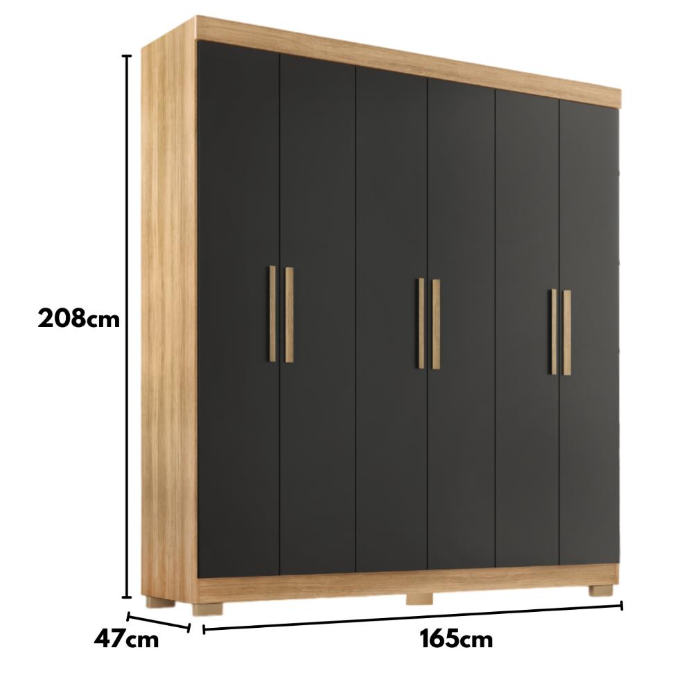 Guarda Roupa Casal Lisboa 6 Portas 2 Gav  Com Pés  Teka/onix