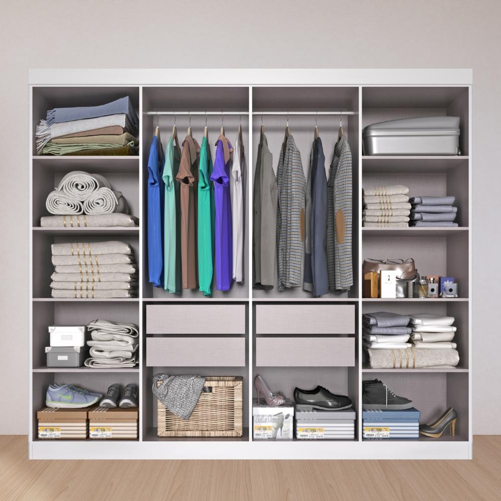 Guarda Roupa Casal Lisboa 8 Portas 4 Gavs  Branco