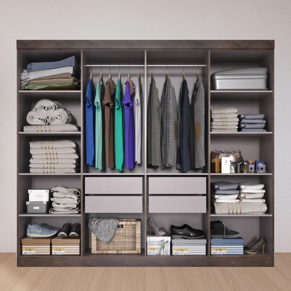 Guarda Roupa Casal Lisboa 8 Portas 4 Gavs  Chocolate/off White
