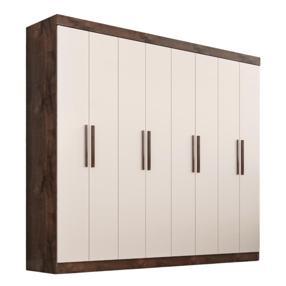 Guarda Roupa Casal Lisboa 8 Portas 4 Gavs  Chocolate/off White