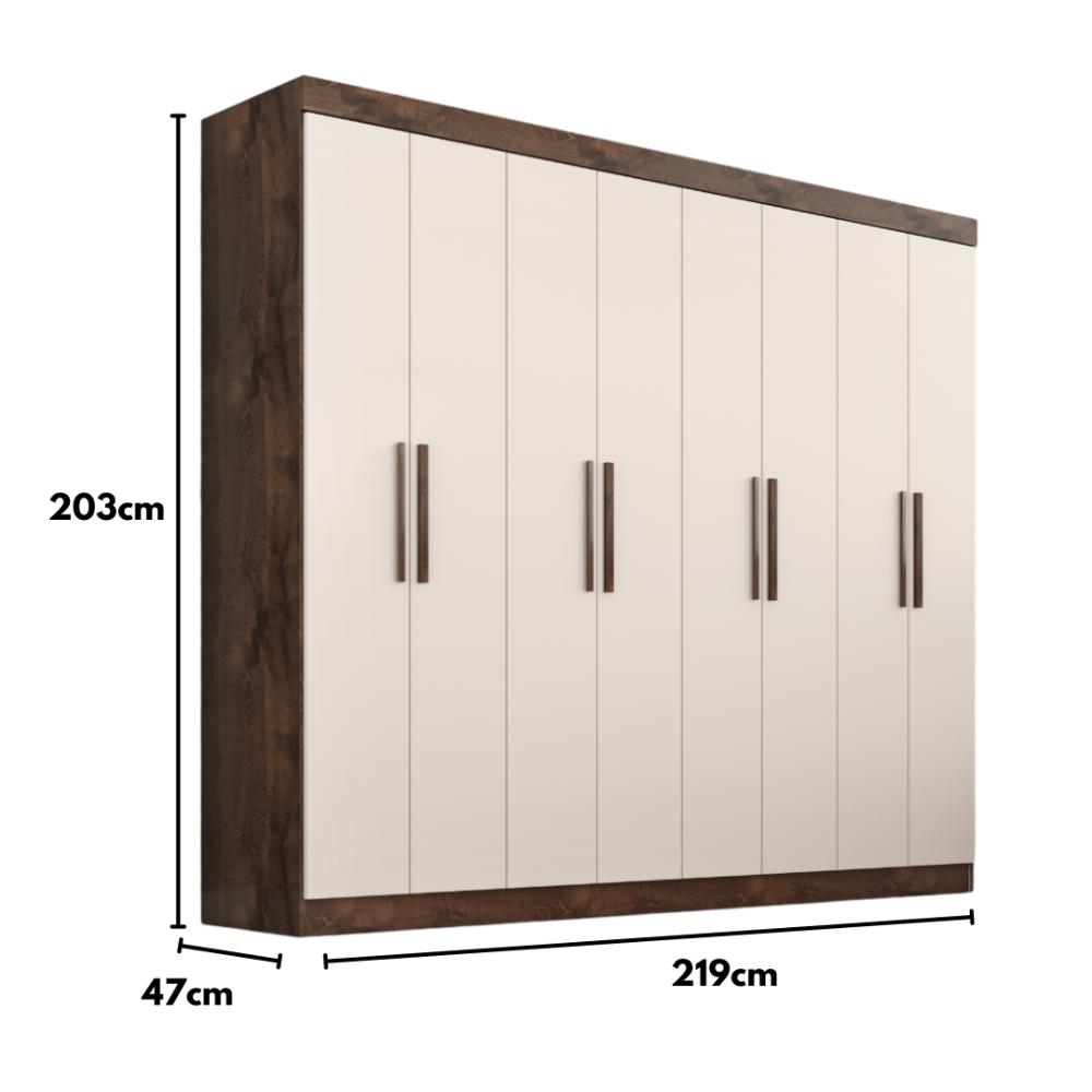 Guarda Roupa Casal Lisboa 8 Portas 4 Gavs  Chocolate/off White